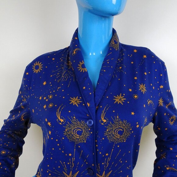 Room Service Pajama Set M 8 10 Majestic Celestial Stars Shawl Collar Lounge 2pc - Picture 3 of 6